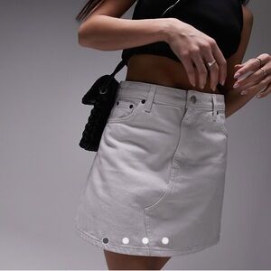 Topshop denim high waist skirt in white